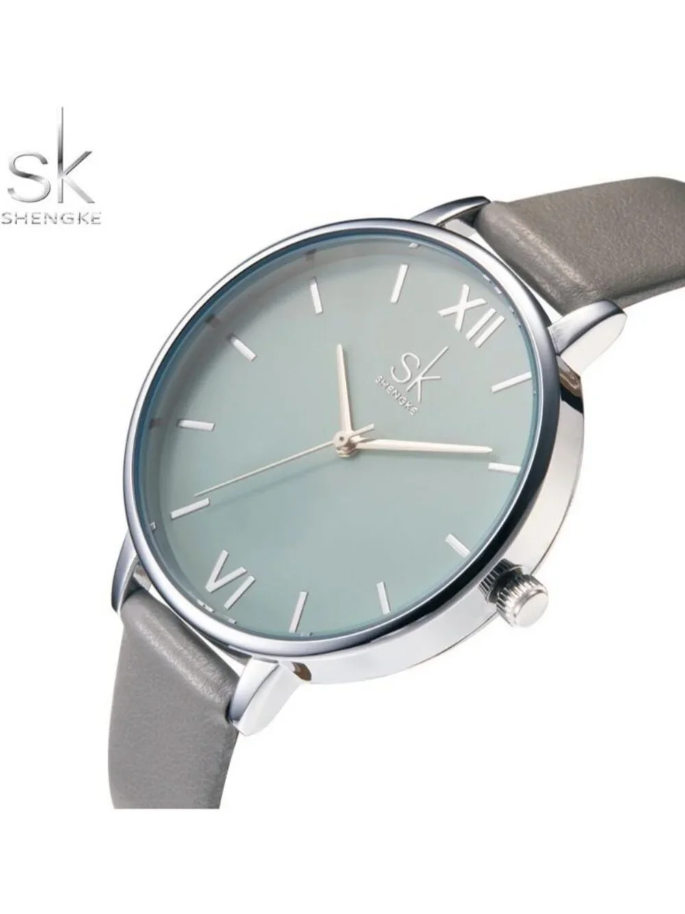 Women's Grey Creative Simplicity Genuine Leather Ladies Elegant Wrist Watches